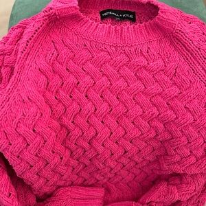 Kendall & Kylie Vibrant Pink Knit Sweater